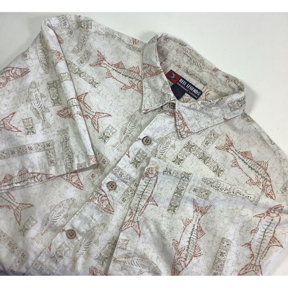 Reel Legends Shirt Men Extra Large Beige Button Down‎ Safari Performance